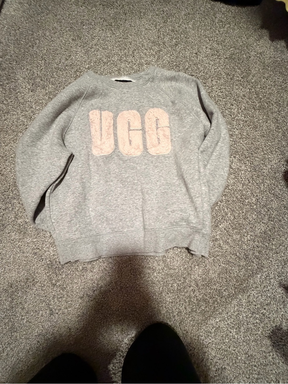 UGG Gray Crewneck Sweatshirt with Pink Logo